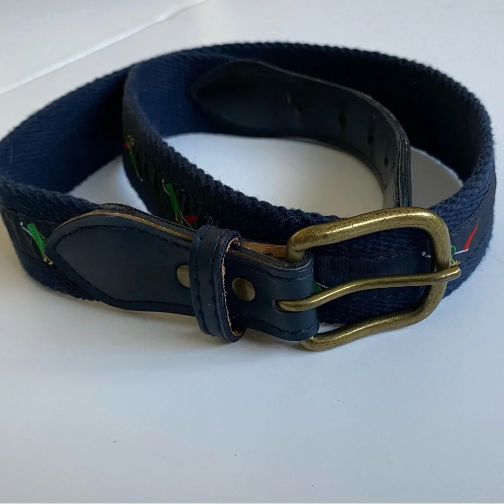 Boys Belt Size 10 Golf Clubs Bag Canvas Navy Blue Preppy Sports Sporty Dress